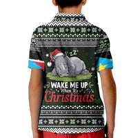 South Sudan Christmas Kid Polo Shirt with National Map, Flag Colors, and Sleeping Rhino Motif - Wonder Print Shop