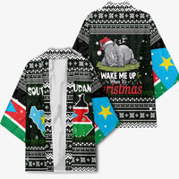 South Sudan Christmas Kimono with National Map, Flag Colors, and Sleeping Rhino Motif - Wonder Print Shop