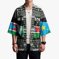 South Sudan Christmas Kimono with National Map, Flag Colors, and Sleeping Rhino Motif - Wonder Print Shop