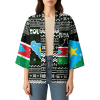 South Sudan Christmas Kimono with National Map, Flag Colors, and Sleeping Rhino Motif - Wonder Print Shop
