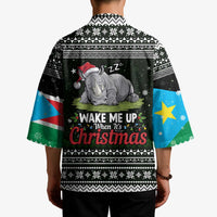 South Sudan Christmas Kimono with National Map, Flag Colors, and Sleeping Rhino Motif - Wonder Print Shop