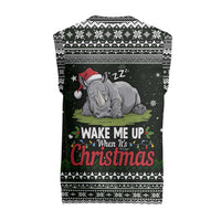 South Sudan Christmas Knitted V-Neck Vest with National Map, Flag Colors, and Sleeping Rhino Motif - Wonder Print Shop