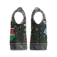 South Sudan Christmas Knitted V-Neck Vest with National Map, Flag Colors, and Sleeping Rhino Motif - Wonder Print Shop
