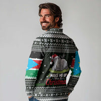 South Sudan Christmas Long Sleeve Polo Shirt with National Map, Flag Colors, and Sleeping Rhino Motif - Wonder Print Shop