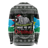 South Sudan Christmas Long Sleeve Shirt with National Map, Flag Colors, and Sleeping Rhino Motif - Wonder Print Shop
