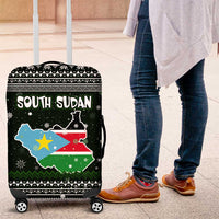 South Sudan Christmas Luggage Cover with National Map, Flag Colors, and Sleeping Rhino Motif - Wonder Print Shop