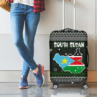 South Sudan Christmas Luggage Cover with National Map, Flag Colors, and Sleeping Rhino Motif - Wonder Print Shop