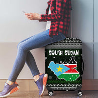 South Sudan Christmas Luggage Cover with National Map, Flag Colors, and Sleeping Rhino Motif - Wonder Print Shop