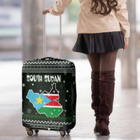 South Sudan Christmas Luggage Cover with National Map, Flag Colors, and Sleeping Rhino Motif - Wonder Print Shop