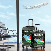 South Sudan Christmas Luggage Cover with National Map, Flag Colors, and Sleeping Rhino Motif - Wonder Print Shop