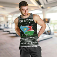 South Sudan Christmas Men Tank Top with National Map, Flag Colors, and Sleeping Rhino Motif - Wonder Print Shop