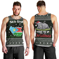 South Sudan Christmas Men Tank Top with National Map, Flag Colors, and Sleeping Rhino Motif - Wonder Print Shop