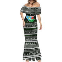 South Sudan Christmas Mermaid Dress with National Map, Flag Colors, and Sleeping Rhino Motif - Wonder Print Shop