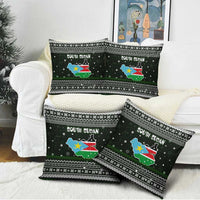 South Sudan Christmas Pillow Cover with National Map, Flag Colors, and Sleeping Rhino Motif - Wonder Print Shop