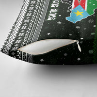 South Sudan Christmas Pillow Cover with National Map, Flag Colors, and Sleeping Rhino Motif - Wonder Print Shop