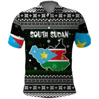 South Sudan Christmas Polo Shirt with National Map, Flag Colors, and Sleeping Rhino Motif - Wonder Print Shop