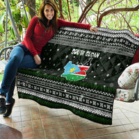 South Sudan Christmas Quilt with National Map, Flag Colors, and Sleeping Rhino Motif - Wonder Print Shop
