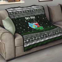 South Sudan Christmas Quilt with National Map, Flag Colors, and Sleeping Rhino Motif - Wonder Print Shop