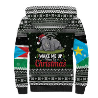 South Sudan Christmas Sherpa Hoodie with National Map, Flag Colors, and Sleeping Rhino Motif - Wonder Print Shop