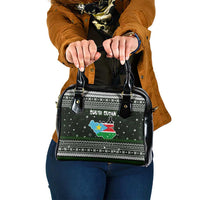 South Sudan Christmas Shoulder Handbag with National Map, Flag Colors, and Sleeping Rhino Motif - Wonder Print Shop