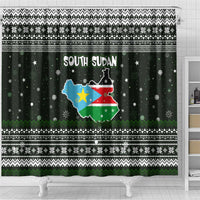 South Sudan Christmas Shower Curtain with National Map, Flag Colors, and Sleeping Rhino Motif - Wonder Print Shop