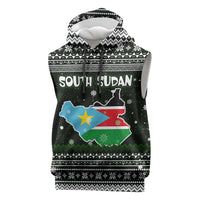 South Sudan Christmas Sleeveless Hoodie with National Map, Flag Colors, and Sleeping Rhino Motif - Wonder Print Shop