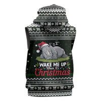 South Sudan Christmas Sleeveless Zip Hoodie with National Map, Flag Colors, and Sleeping Rhino Motif - Wonder Print Shop