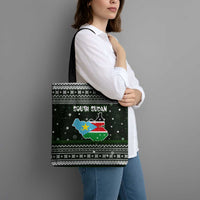 South Sudan Christmas Tote Bag with National Map, Flag Colors, and Sleeping Rhino Motif - Wonder Print Shop
