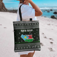South Sudan Christmas Tote Bag with National Map, Flag Colors, and Sleeping Rhino Motif - Wonder Print Shop