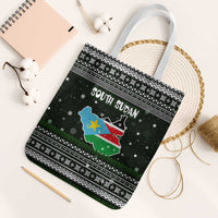 South Sudan Christmas Tote Bag with National Map, Flag Colors, and Sleeping Rhino Motif - Wonder Print Shop