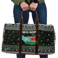 South Sudan Christmas Travel Bag with National Map, Flag Colors, and Sleeping Rhino Motif - Wonder Print Shop