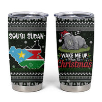 South Sudan Christmas Tumbler Cup with National Map, Flag Colors, and Sleeping Rhino Motif - Wonder Print Shop
