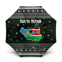 South Sudan Christmas Umbrella with National Map, Flag Colors, and Sleeping Rhino Motif - Wonder Print Shop