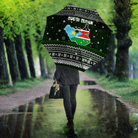 South Sudan Christmas Umbrella with National Map, Flag Colors, and Sleeping Rhino Motif - Wonder Print Shop