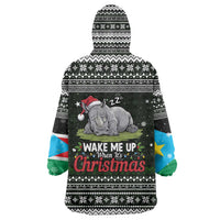 South Sudan Christmas Wearable Blanket Hoodie with National Map, Flag Colors, and Sleeping Rhino Motif - Wonder Print Shop
