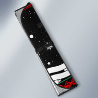 Suriname Christmas Auto Sun Shade with Black Festive Pattern, Golden Ship, Palm Tree, and Coat of Arms Motif - Wonder Print Shop