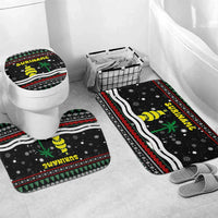 Suriname Christmas Bathroom Set with Black Festive Pattern, Golden Ship, Palm Tree, and Coat of Arms Motif - Wonder Print Shop