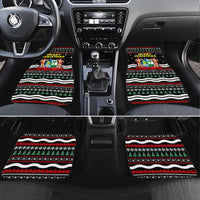 Suriname Christmas Car Mats with Black Festive Pattern, Golden Ship, Palm Tree, and Coat of Arms Motif - Wonder Print Shop