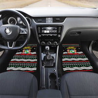 Suriname Christmas Car Mats with Black Festive Pattern, Golden Ship, Palm Tree, and Coat of Arms Motif - Wonder Print Shop