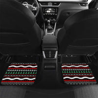 Suriname Christmas Car Mats with Black Festive Pattern, Golden Ship, Palm Tree, and Coat of Arms Motif - Wonder Print Shop