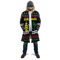 Suriname Christmas Cloak with Black Festive Pattern, Golden Ship, Palm Tree, and Coat of Arms Motif - Wonder Print Shop