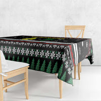 Suriname Christmas Tablecloth with Black Festive Pattern, Golden Ship, Palm Tree, and Coat of Arms Motif - Wonder Print Shop