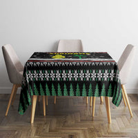 Suriname Christmas Tablecloth with Black Festive Pattern, Golden Ship, Palm Tree, and Coat of Arms Motif - Wonder Print Shop