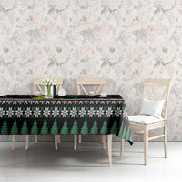 Suriname Christmas Tablecloth with Black Festive Pattern, Golden Ship, Palm Tree, and Coat of Arms Motif - Wonder Print Shop
