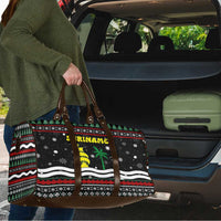 Suriname Christmas Travel Bag with Black Festive Pattern, Golden Ship, Palm Tree, and Coat of Arms Motif - Wonder Print Shop