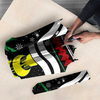 Suriname Christmas Umbrella with Black Festive Pattern, Golden Ship, Palm Tree, and Coat of Arms Motif - Wonder Print Shop