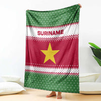 Suriname Christmas Blanket with Red-Green Knit Pattern, Yellow Star, and Santa Leopard Motif - Wonder Print Shop