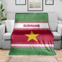 Suriname Christmas Blanket with Red-Green Knit Pattern, Yellow Star, and Santa Leopard Motif - Wonder Print Shop