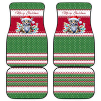 Suriname Christmas Car Mats with Red-Green Knit Pattern, Yellow Star, and Santa Leopard Motif - Wonder Print Shop