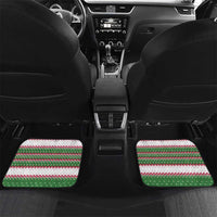 Suriname Christmas Car Mats with Red-Green Knit Pattern, Yellow Star, and Santa Leopard Motif - Wonder Print Shop